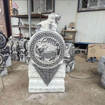 大理石石雕仿古做舊門(mén)口一對抱鼓石雕塑