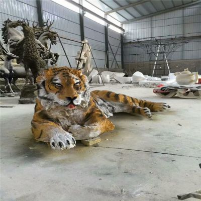 仿真園林景觀(guān)玻璃鋼老虎雕塑