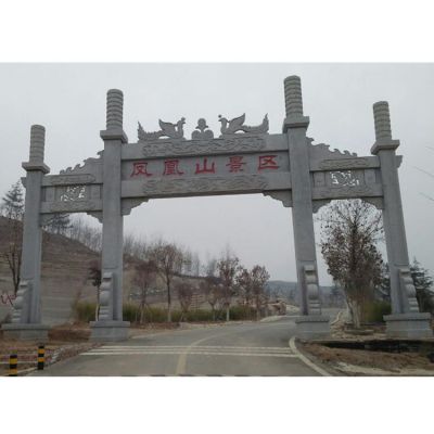 石雕牌樓村口石牌坊戶(hù)外景區三門(mén)門(mén)樓