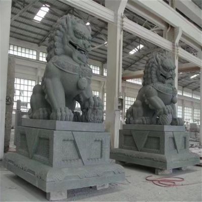 企業(yè)工廠(chǎng)大型青石大理石石雕獅子雕塑