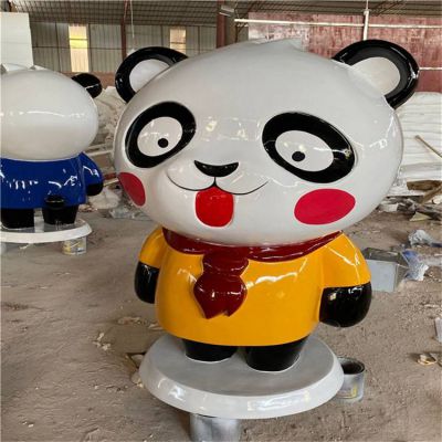 戶(hù)外游樂(lè )場(chǎng)擺放玻璃鋼卡通熊貓公仔雕塑