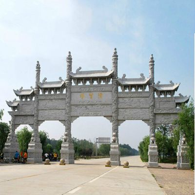 古城創(chuàng  )意多門(mén)大理石石雕牌坊