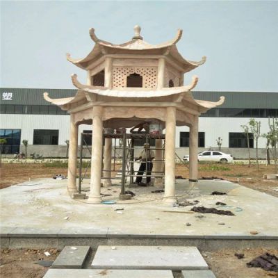 公園廣場(chǎng)景觀(guān)晚霞紅石涼亭長(cháng)廊