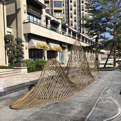 酒店售樓部金屬擺件水池水景景觀(guān)雕塑鏤空假山不銹鋼雕塑