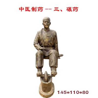 玻璃鋼仿銅戶(hù)外景觀(guān)人物中醫捻藥的人物雕塑