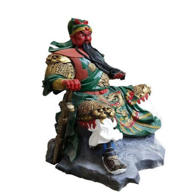 大型寺廟景區景點(diǎn)玻璃鋼彩繪武財神關(guān)羽擺件
