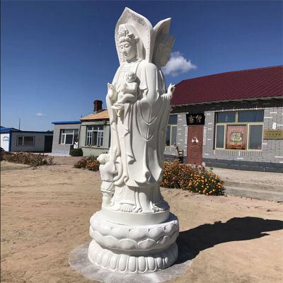景區宗教寺廟大理石石雕送子觀(guān)音雕塑
