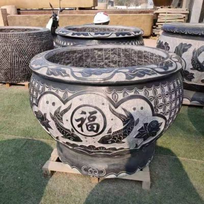室內庭院青石浮雕流水觀(guān)賞養魚(yú)石缸