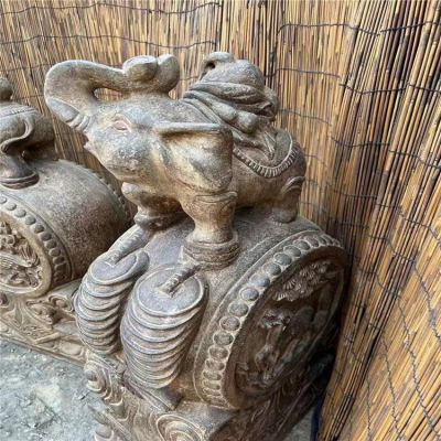 大象招財抱鼓石門(mén)墩