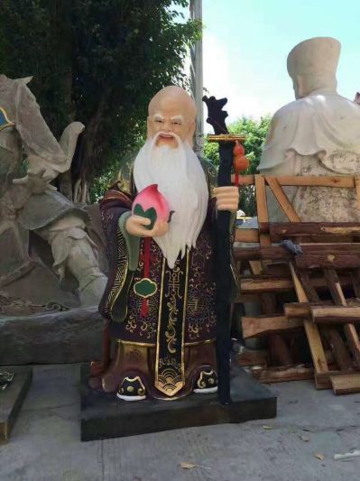 戶(hù)外景區玻璃鋼老壽星福祿壽雕塑