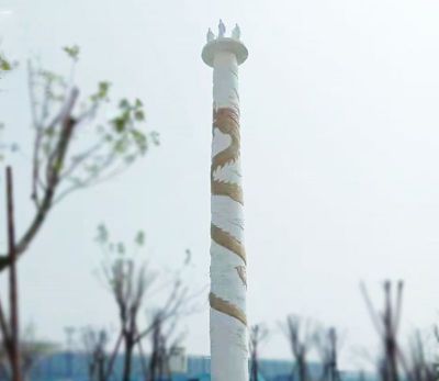 園林景觀(guān)大理石漆金龍柱