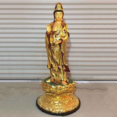 純金打造寺廟立式觀(guān)音菩薩雕塑