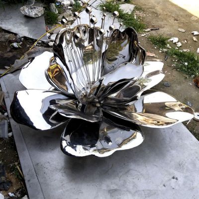 噴泉水景不銹鋼鏡面園林景觀(guān)荷花