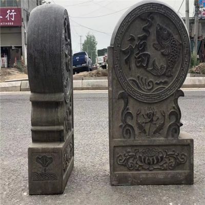 仿古做舊一對庭院門(mén)口大型抱鼓石雕塑