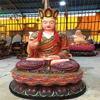 寺廟大型玻璃鋼貼金創(chuàng  )意地藏王雕塑