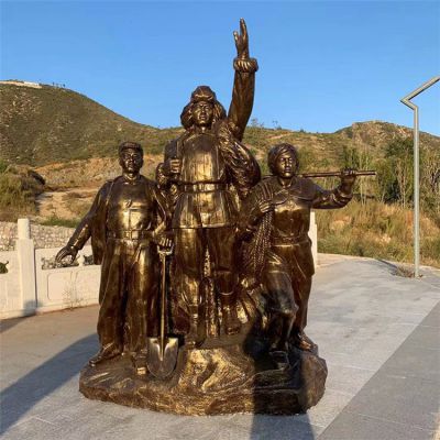 景區園林玻璃鋼仿銅八路軍戰士人物景觀(guān)