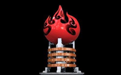 室內街邊創(chuàng  )意不銹鋼火炬雕塑