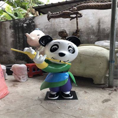 幼兒園戶(hù)外玻璃鋼彩繪卡通熊貓雕塑 游樂(lè )園景觀(guān)擺件