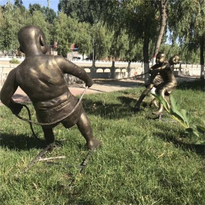 拔河，玻璃鋼民俗生活場(chǎng)景雕塑