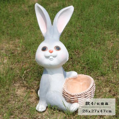 兒童樂(lè )園一只白色玻璃鋼兔子雕塑