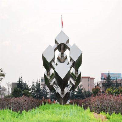 廣場(chǎng)大型不銹鋼鏡面創(chuàng  )意幾何魔方擺件