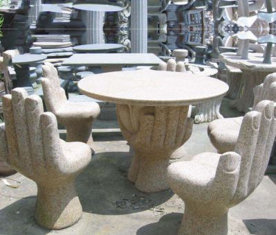 公園景觀(guān)大理石手掌造型桌椅石雕