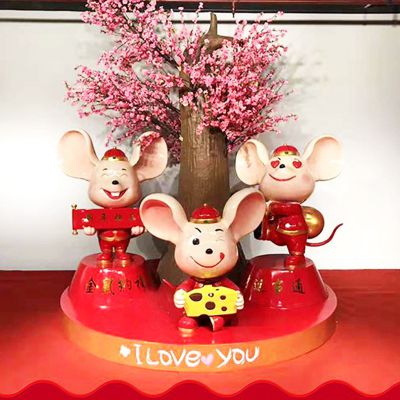 室內創(chuàng  )意玻璃鋼可愛(ài)老鼠雕塑