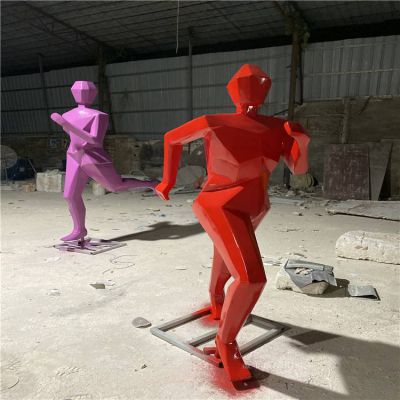 校園運動(dòng)場(chǎng)玻璃鋼彩繪奔跑人物雕塑
