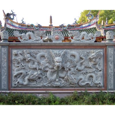 庭院創(chuàng  )意大理石浮雕龍雕塑