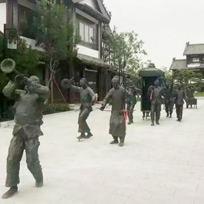 景點(diǎn)古鎮街道裝飾玻璃鋼仿銅民俗古人接親小品雕俗