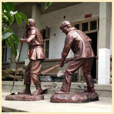 農耕人物景觀(guān)玻璃鋼仿銅戶(hù)外街道擺件