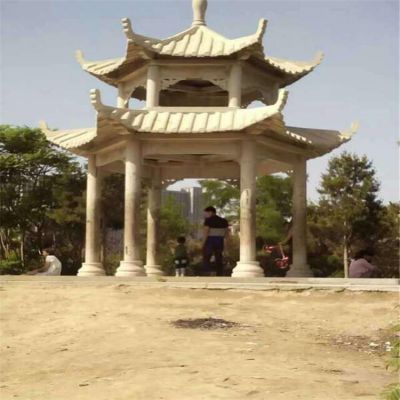 雙層戶(hù)外園林景觀(guān)中式六角涼亭雕塑