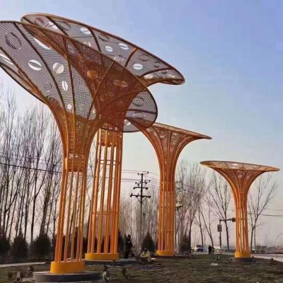 抽象戶(hù)外大型不銹鋼鏤空網(wǎng)格創(chuàng  )意樹(shù)