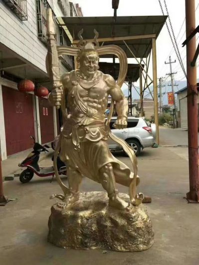 不銹鋼鏡面創(chuàng  )意鎏金哼哈二將雕塑