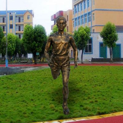 校園廣場(chǎng)跑步的玻璃鋼仿銅景觀(guān)擺件