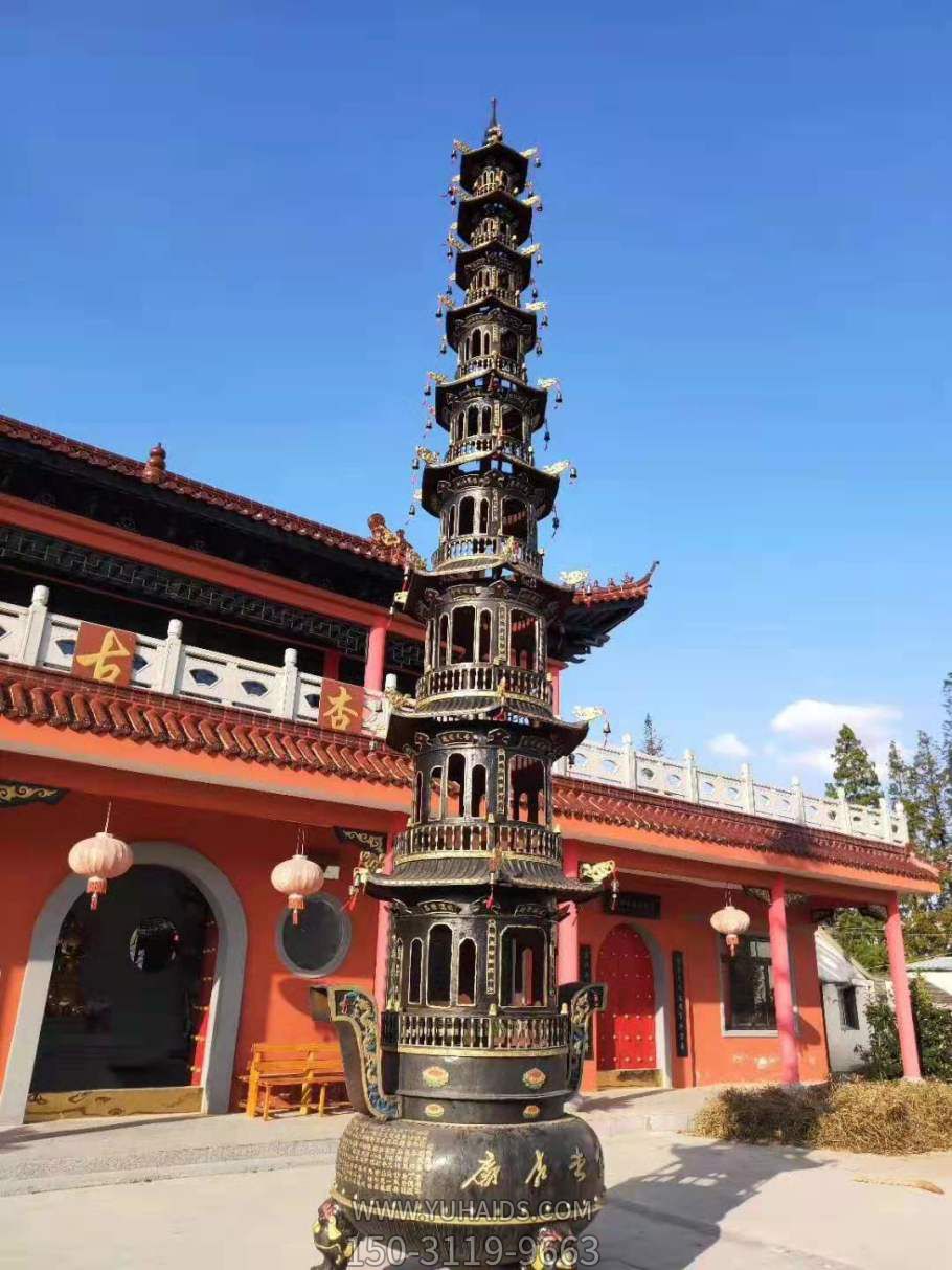 景區道觀(guān)擺放鑄鐵千佛塔雕塑