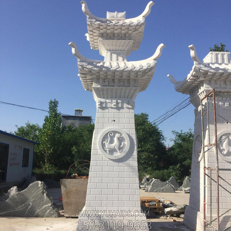  農村花崗巖門(mén)樓石雕 戶(hù)外廣場(chǎng)景區石門(mén)樓 雕塑