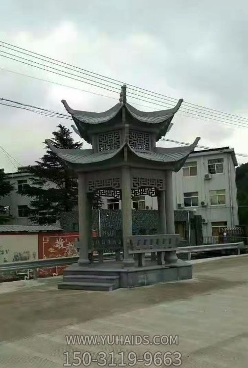 六角石涼亭 花崗巖旅游區景觀(guān)石亭子 長(cháng)廊花架 雕塑