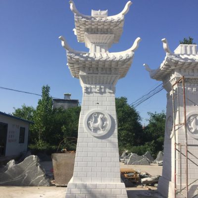  農村花崗巖門(mén)樓石雕 戶(hù)外廣場(chǎng)景區石門(mén)樓 雕塑
