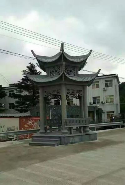 六角石涼亭 花崗巖旅游區景觀(guān)石亭子 長(cháng)廊花架 