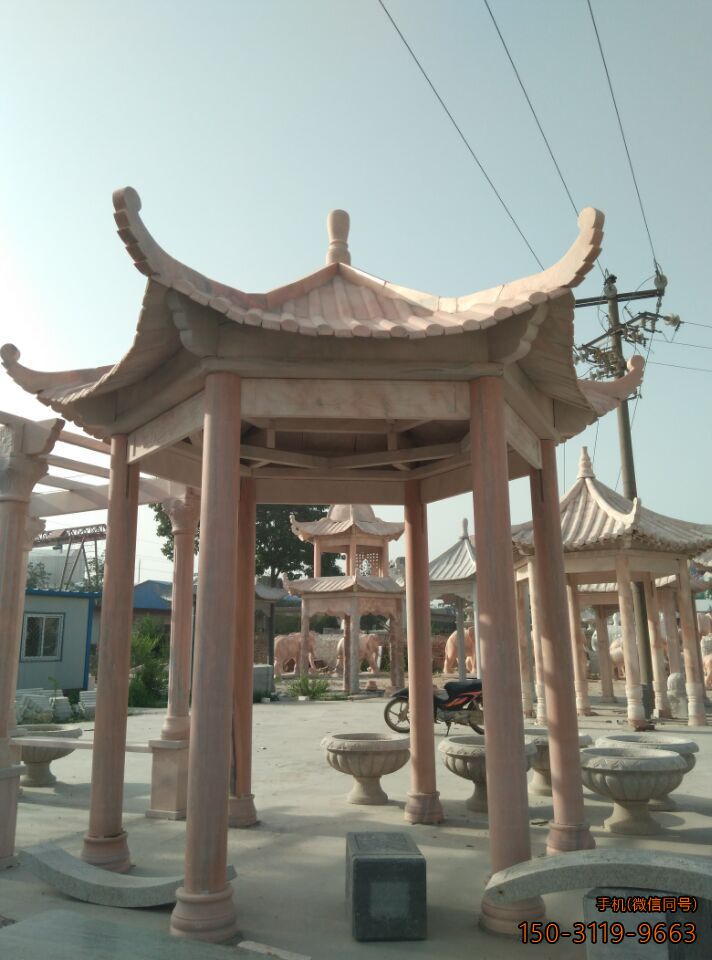 晚霞紅單層、單檐、加厚、六角涼亭